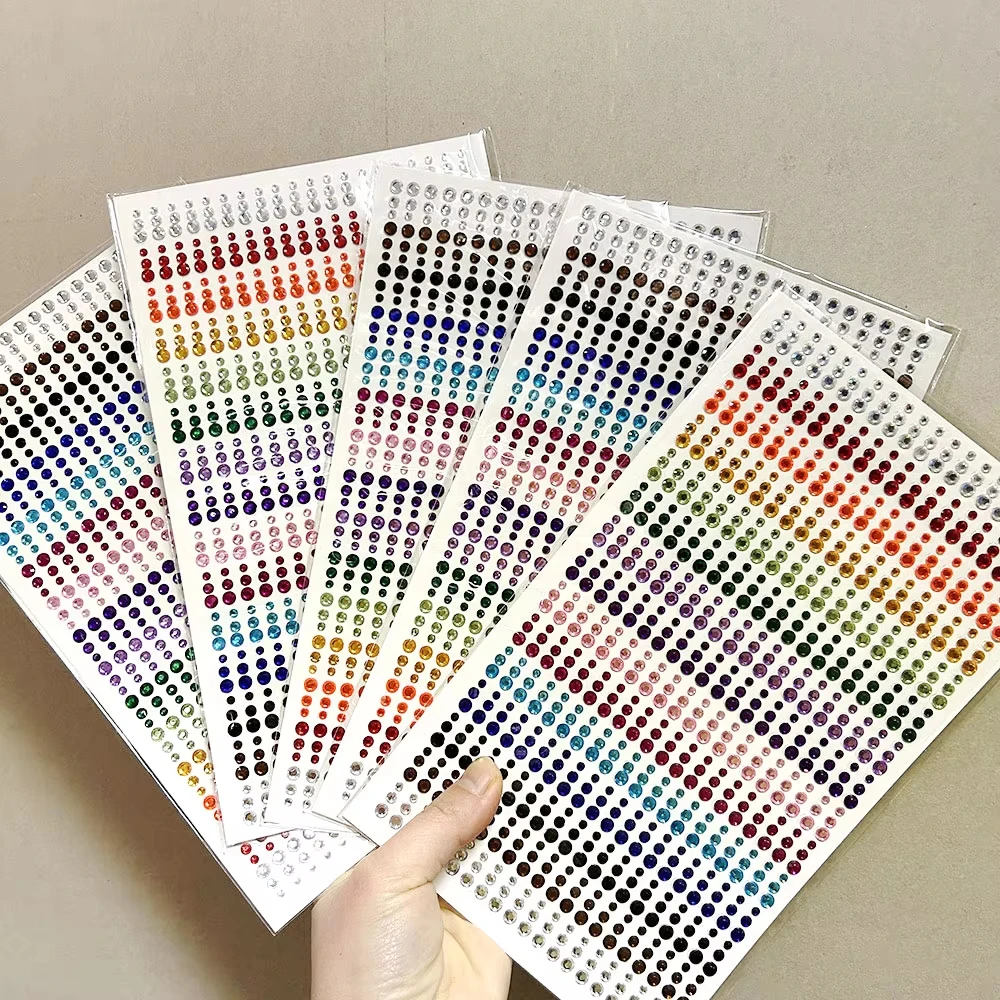 1/3/5 Sheets Rainbow Face Glittle Gem Stickers Stick-On Facial Tattoo Eye Rhinestone Jewels 3/4/5mm Mix Wedding Party Make Up