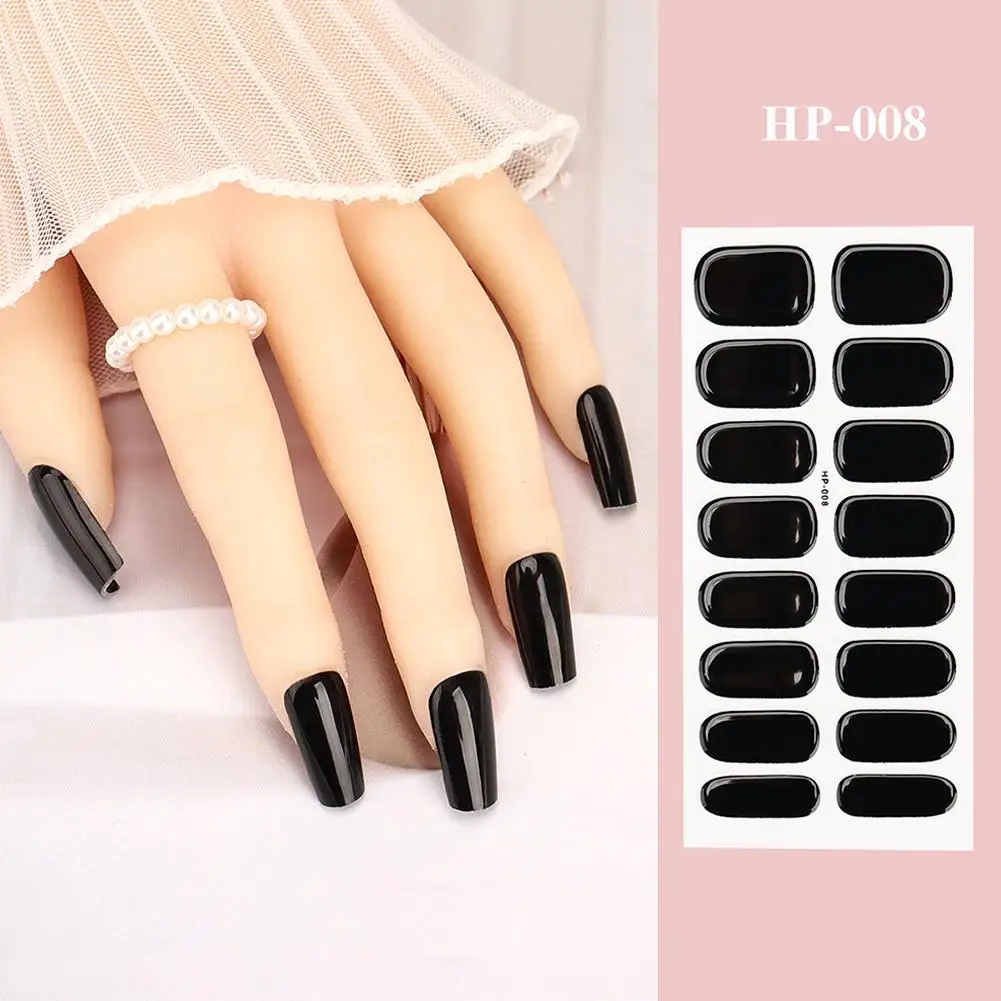 16Tips French White Edge Semi-Cured Gel Nail Wrap Fashion Color Long Lasting Full Cover Waterproof Nail Gel Sticker Wraps Manicu