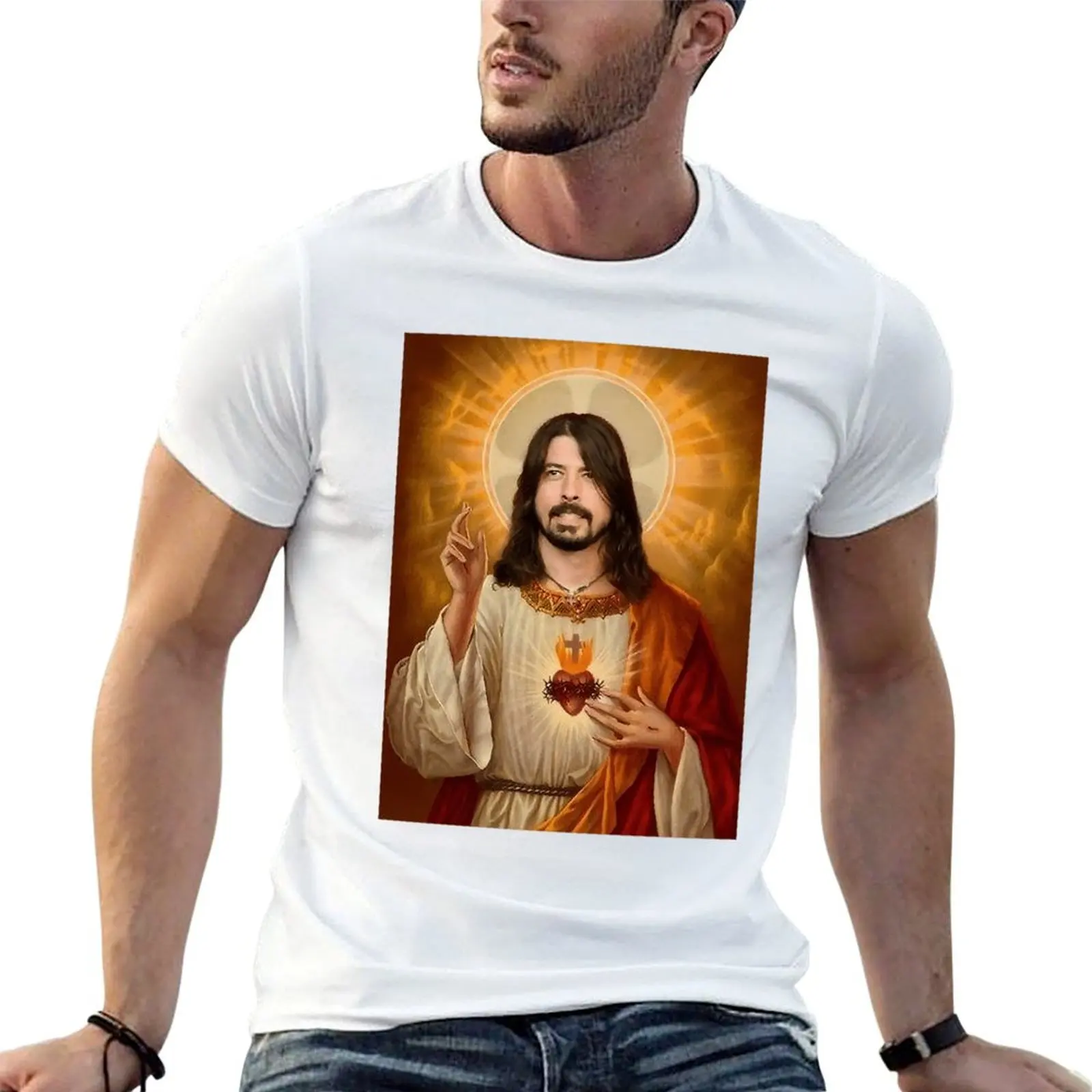 Dave Grohl Jesus T-Shirt Basic Solid Tee for Daily Use