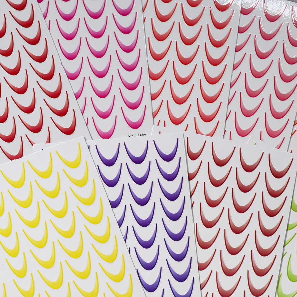 9Pcs Gradient French Lines Nail Stickers Set Blooming Stripe/Wave Line Self-Adhesive Nail Decals DIY Ombre Manicure Decorations