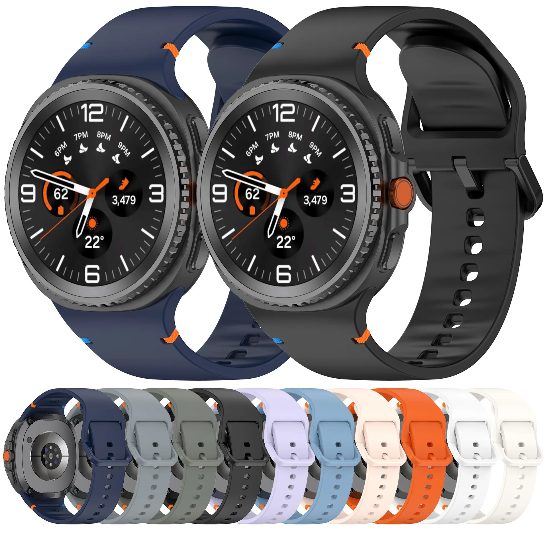Silicone Straps For Samsung Galaxy Watch 8 40mm 44mm Compatible Official Stitched Smartwatch Band Sport Wristband