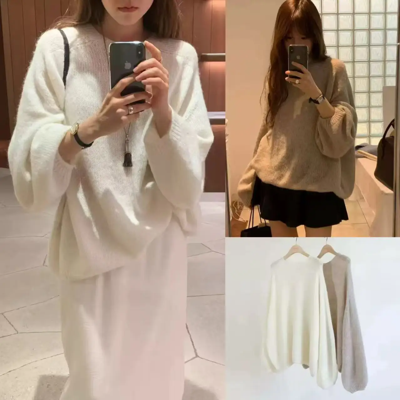 

Мягкий свободный свитер-фонарь Све, круглый светр Ne Color, женская удобная трикотажная одежда, осень-зима, повседневный свободный крой, сле