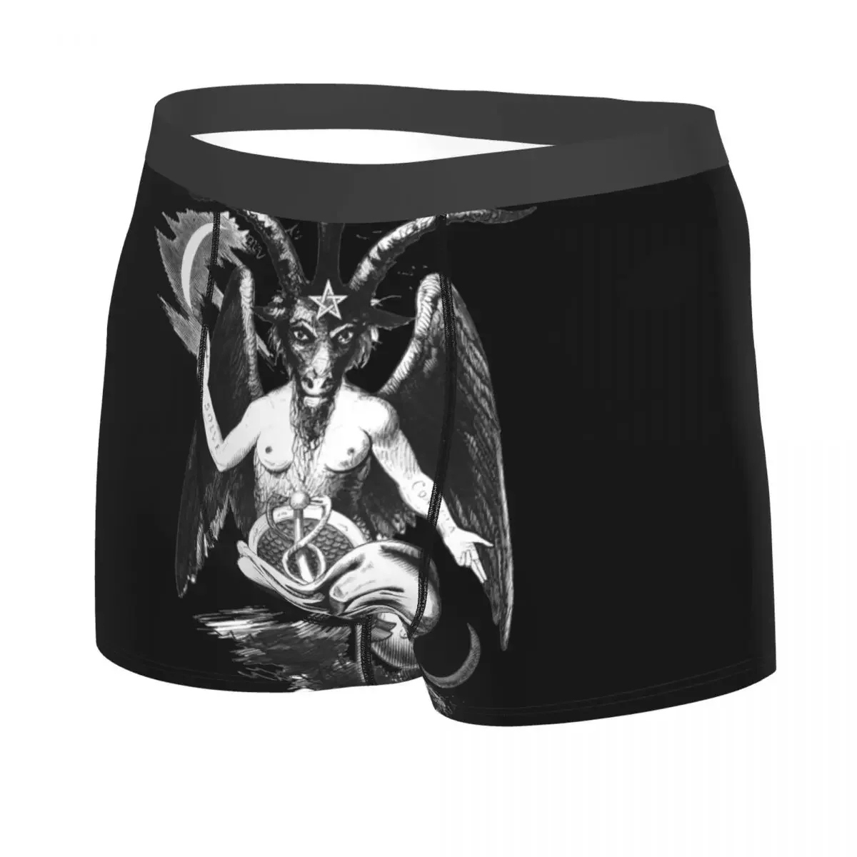 Baphomet ropa interior masculina Sexy estampado personalizado granizo Satán diablo bruja Boxer pantalones cortos bragas calzoncillos transpirables