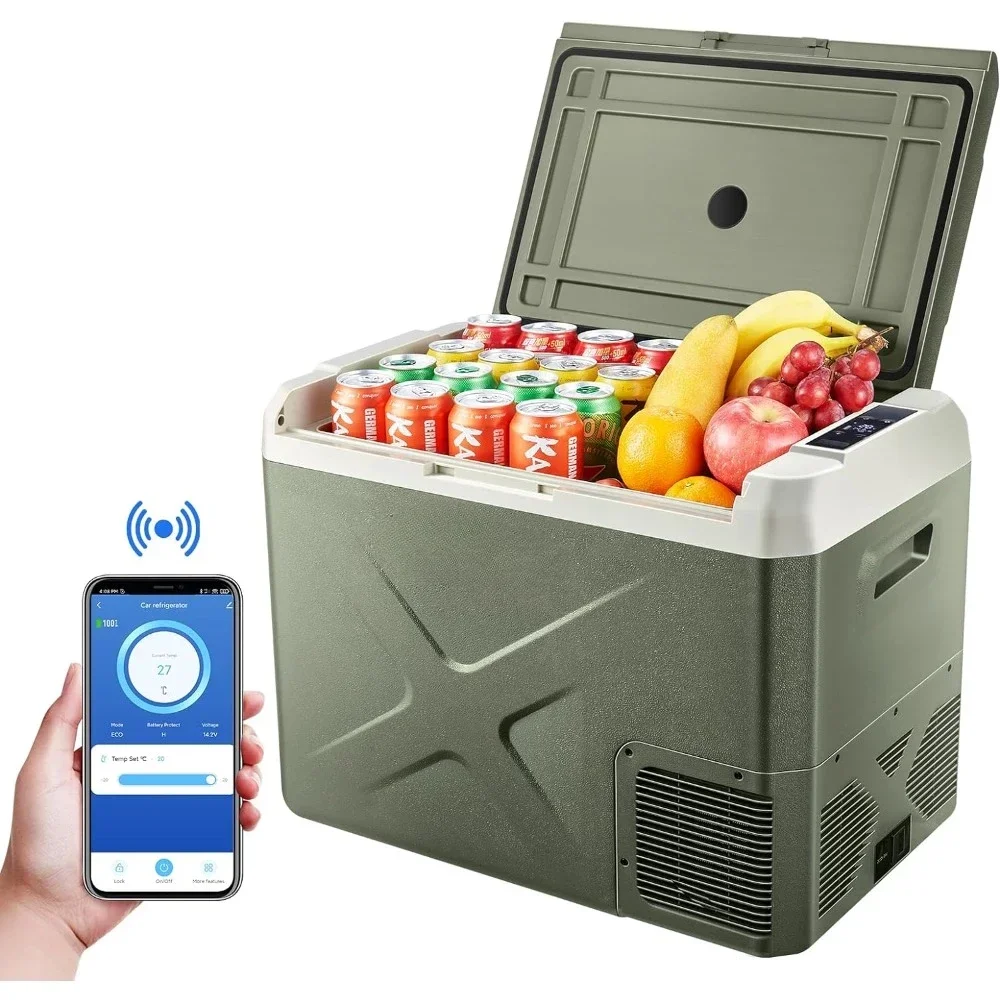 

12V Portable Freezer WIFI APP Control Plastic Coolers for the Beach Fridge 42Quart (40L) Car Fridge Outdoor Cooler With Wheels