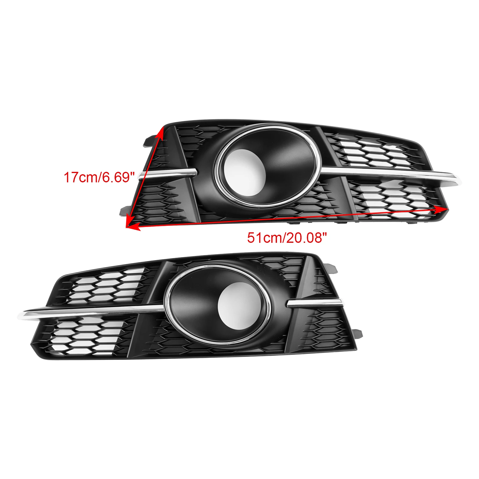Pair Front Fog Light Grille For Audi A6 (C7) C7PA S-Line 2016-2018 Facelift (C7 Facelift) 4G0807681AG 4G0807682AG Car Grill