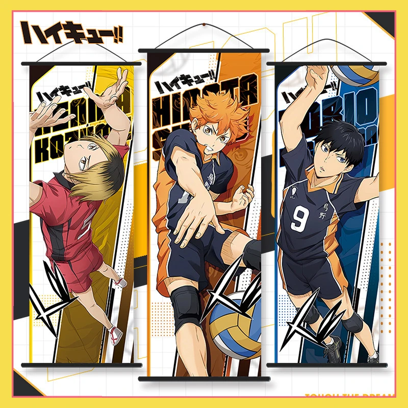 Volleyball Youth Anime Hanging Painting Hinata Shoyo Kozume Kenma Kageyama Tobio Rubbish Peach Fleece Scroll Cloth Painting