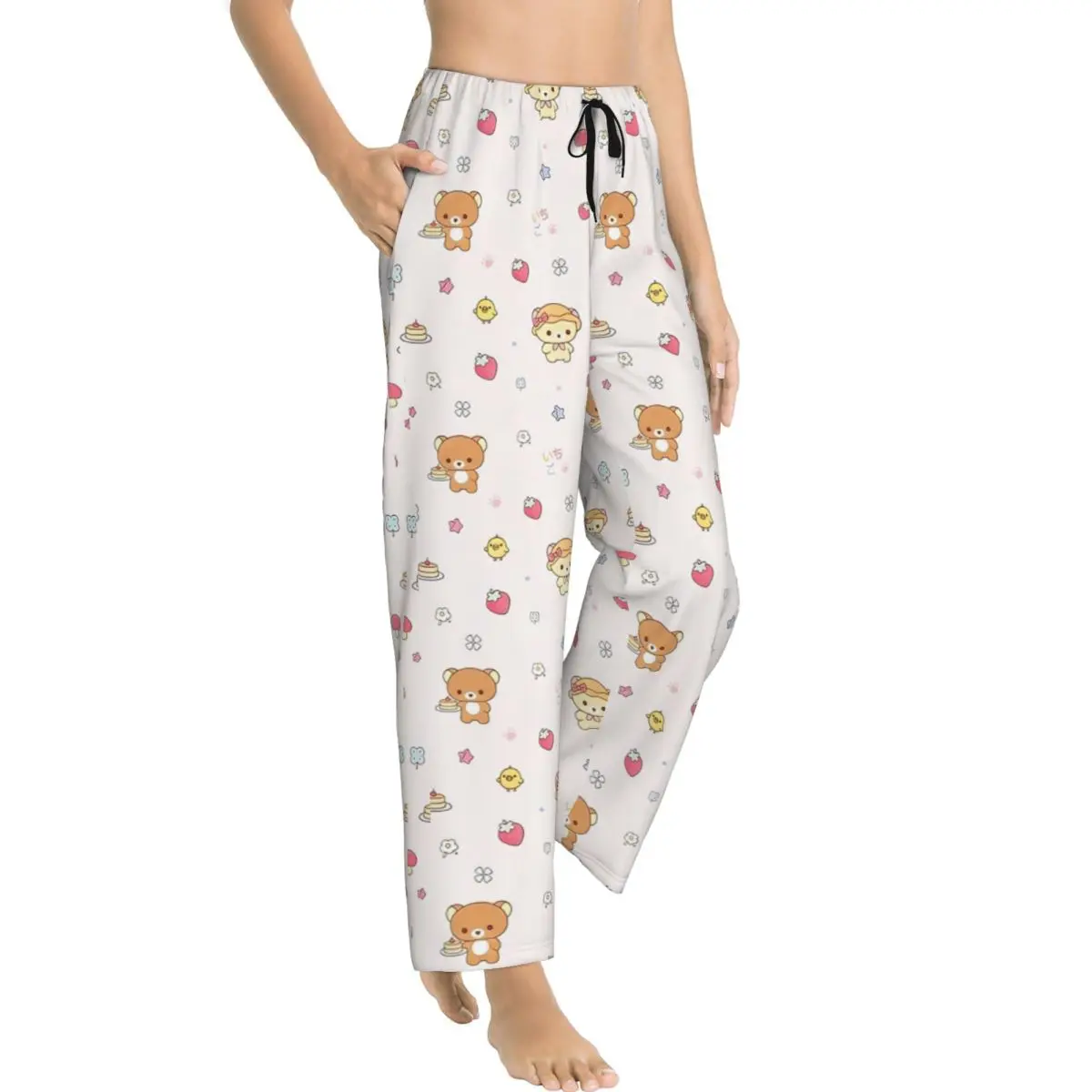Strawberry Flower Korilakkuma Rilakkumas Girl's Lounge Pants Comfy Pajama Pants Home Sleep Bottoms