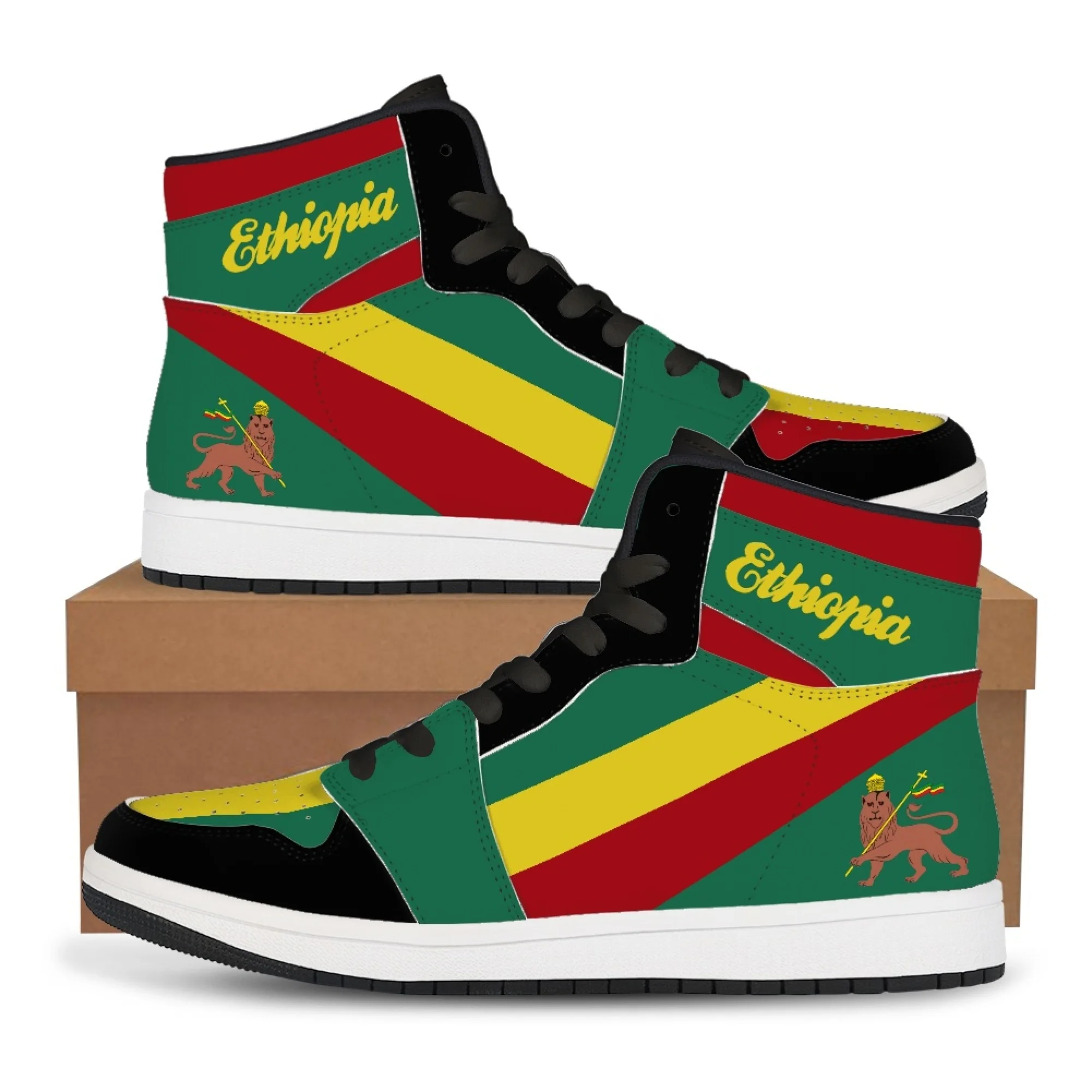 Ethiopian flag Lion of Judah Casual Basketball Shoes High Top Comfortable Breathable 3D Print Men Women Sneakers