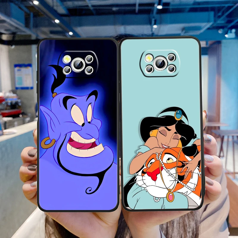 Disney's Aladdin Disney Art For Xiaomi Mi Poco F5 F4 F3 X6 X5 X4 X3 M6 M5 M5S M4 M3 C65 Pro GT NFC 5G Black Back Phone Case