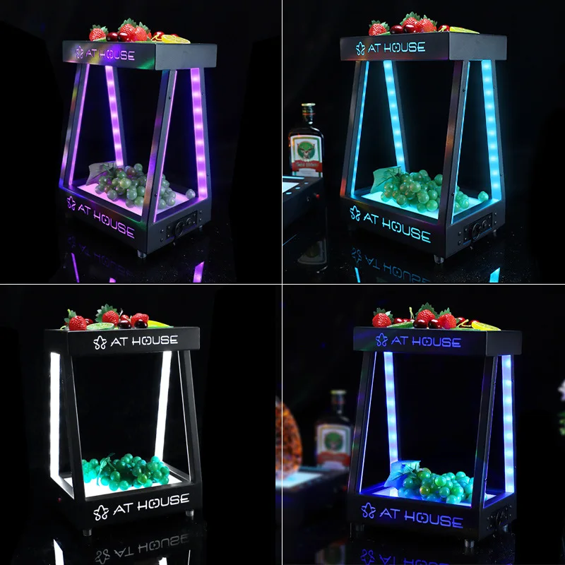 

Bar luminous fruit plate rack LED creative KTV special double-layer Internet celebrity fruit snack snack plate second-layer frui