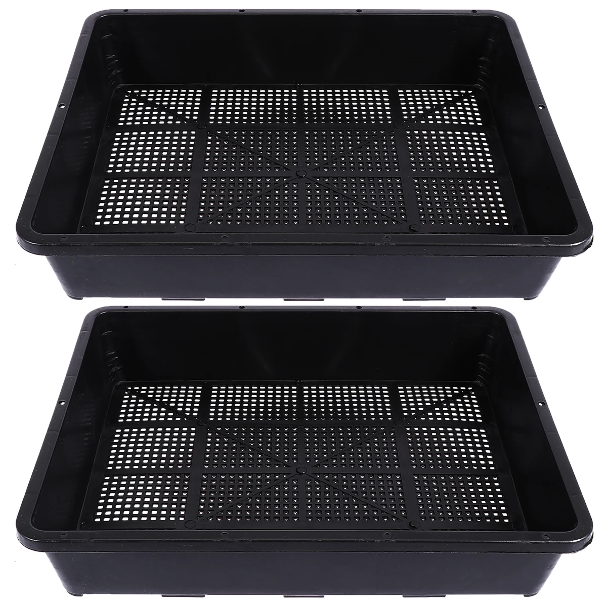 

2Pcs Seedling Tray Garden Sprouters Growing Trays Nursery Plates Plastic Rectangle High Budding Rate Ventilated Design