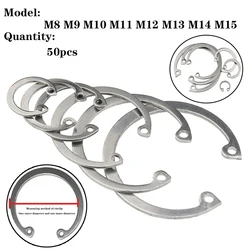 50pcs 304 Stainles Steel M8~M15 Inner Hole Circlip Shaft Internal Circlip C Type Snap Retaining Card Clamp Spring Lock Washer