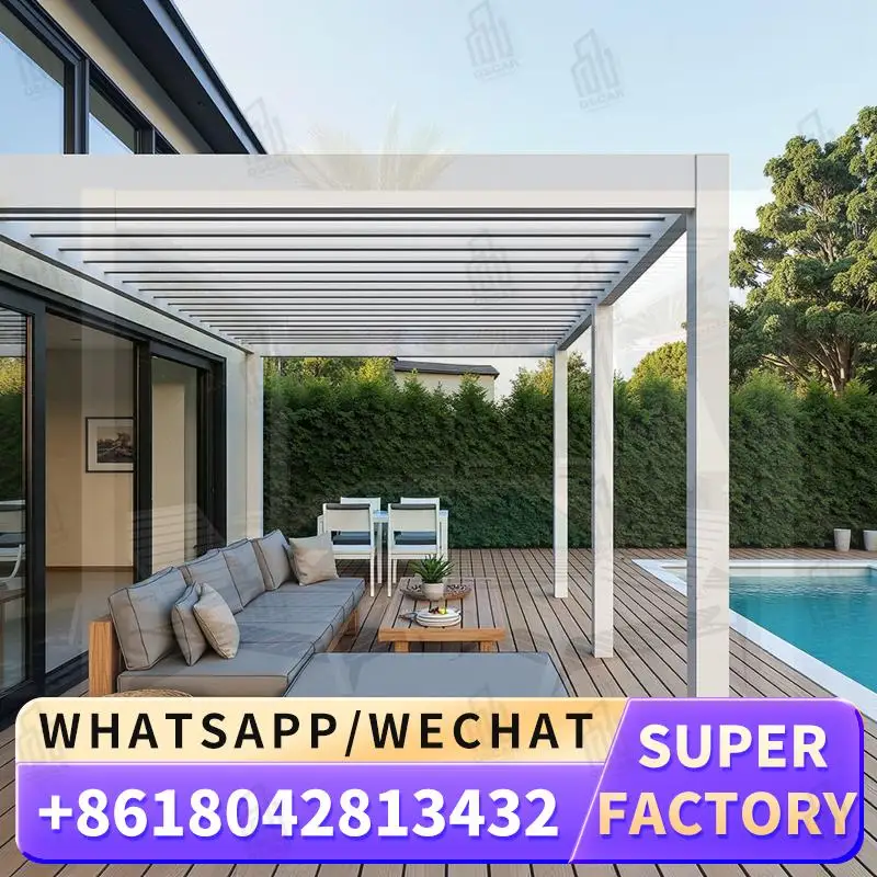 

Outdoor Waterproof Bioclimatic Manual Louvered Aluminium Gazebo for Garden Backyard Patio pergola