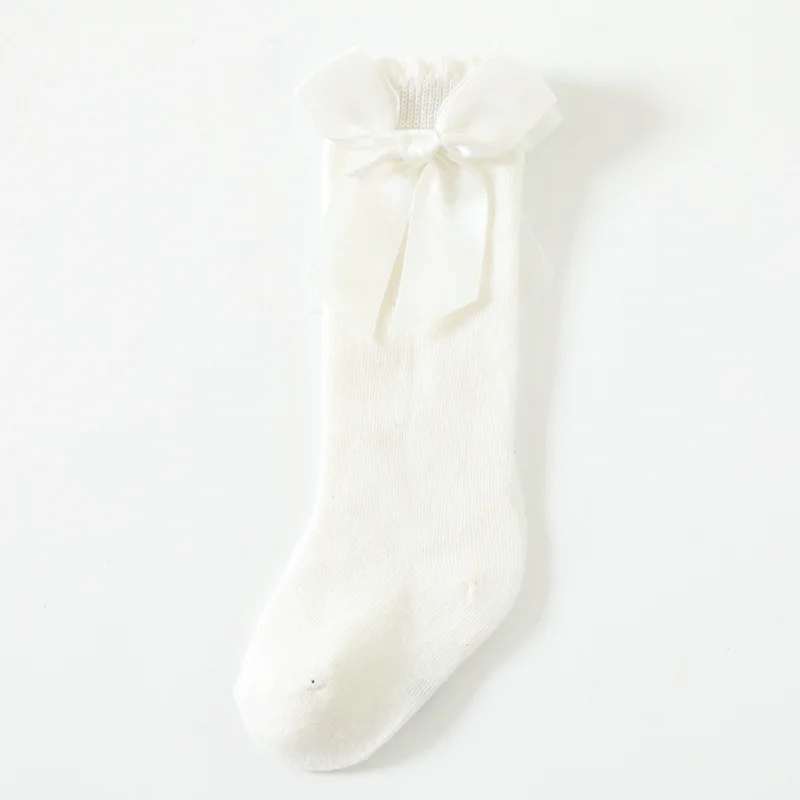 Chaussettes hautes en coton avec gros nœud pour bébé fille, longues jusqu'au genou, style espagnol, printemps, été, automne