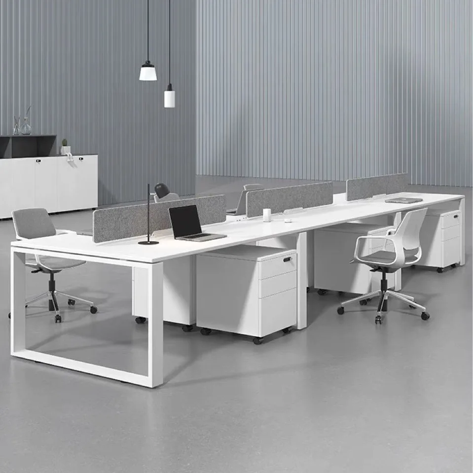 Staff Table Office Furniture: Staff Desk, Simple Modern Screen, Card Space, Work Desk, Four Manual Desks, Staff Desks, Computer