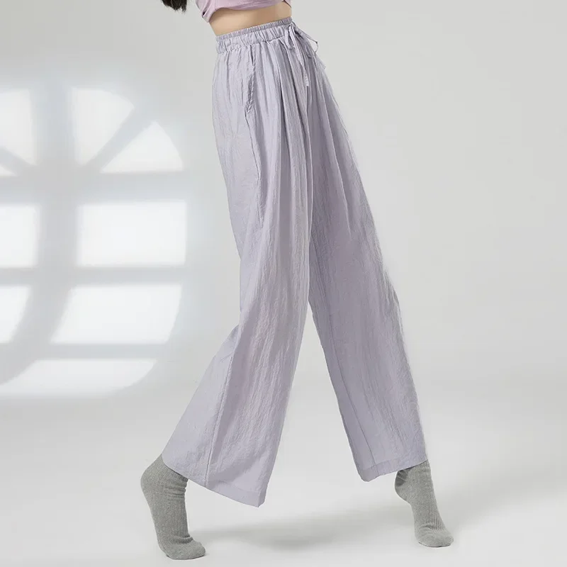 Kieszeń na ubranie do ćwiczeń, proste spodnie z szerokimi nogawkami, elegancki strój do tańca chińskiego, ludowego, klasycznego.