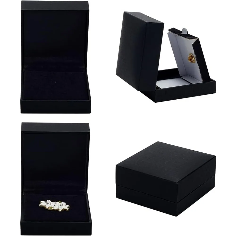 

4 шт. коробки для хранения булавок для медалей диаметром 50 мм, держатели для значков с одним лацканом, черные бумажные коробки для монет