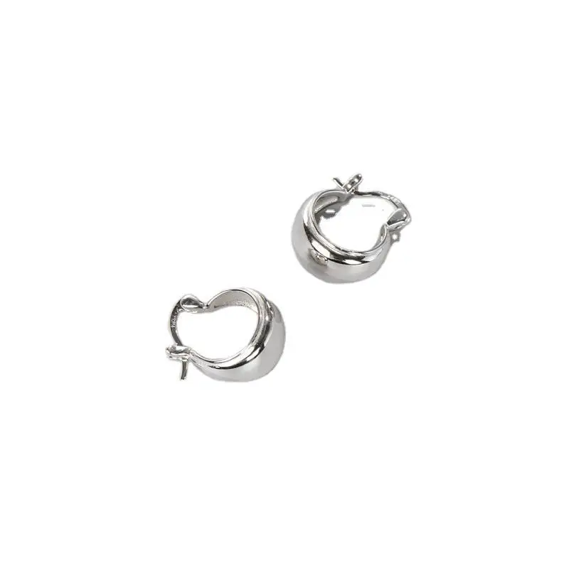 Fashionable and Exaggerated S925 Silver Wide Round Hoop Earrings for Women, Ins Style