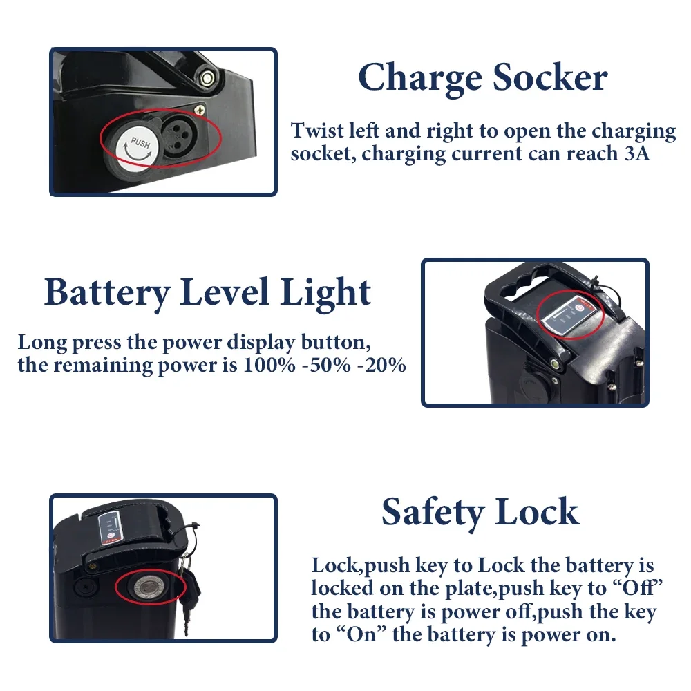 Rechargeable Battery for Silverfish 36V/48V 10Ah 15Ah 20Ah 800W 500W 18650 Lithium ion Battery Pack with Charger