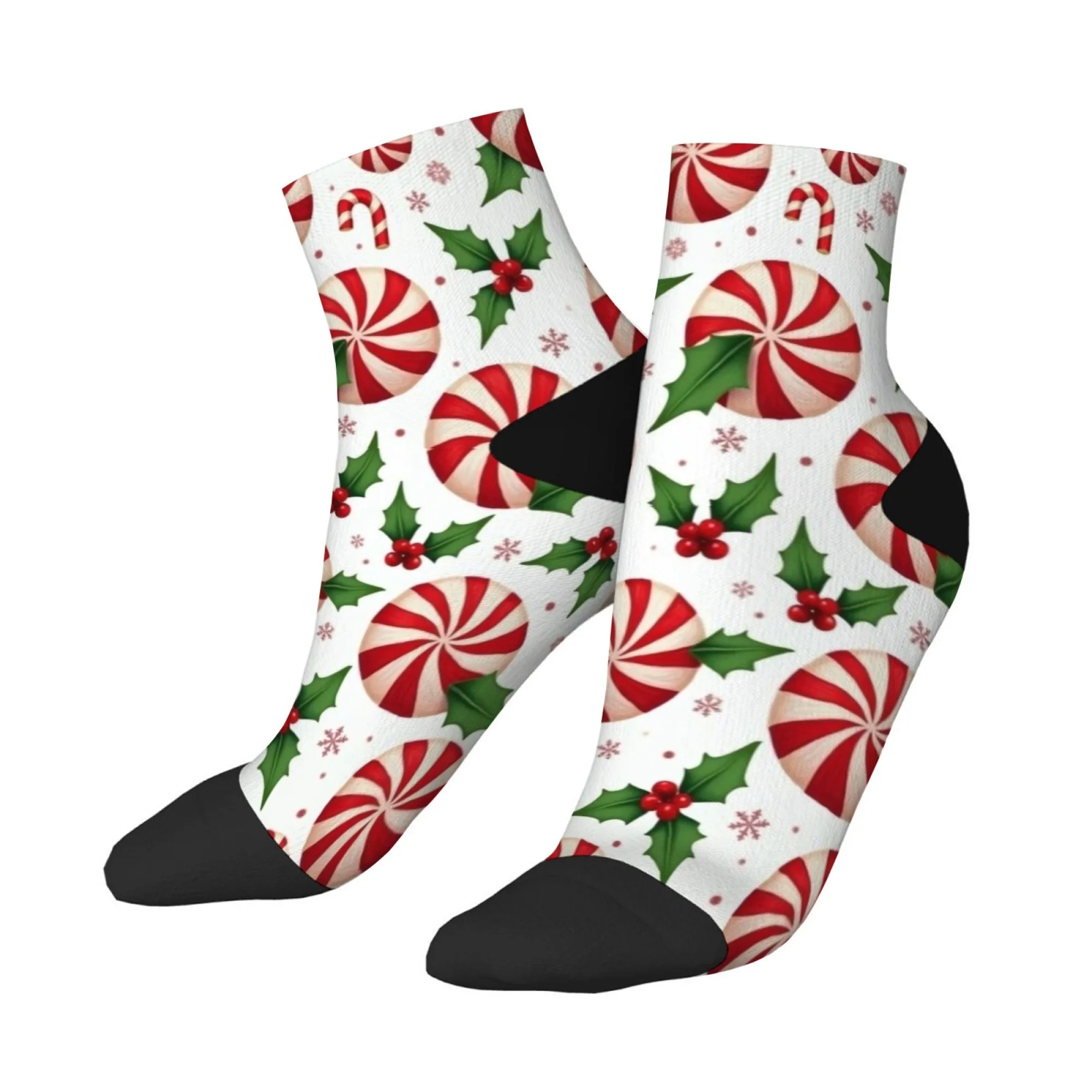 Kurze Socken mit Süßigkeiten- und süßem Muster, Polyester-Mischung, bequeme Freizeitsocken für Damen und Herren, Unisex, weich, leicht