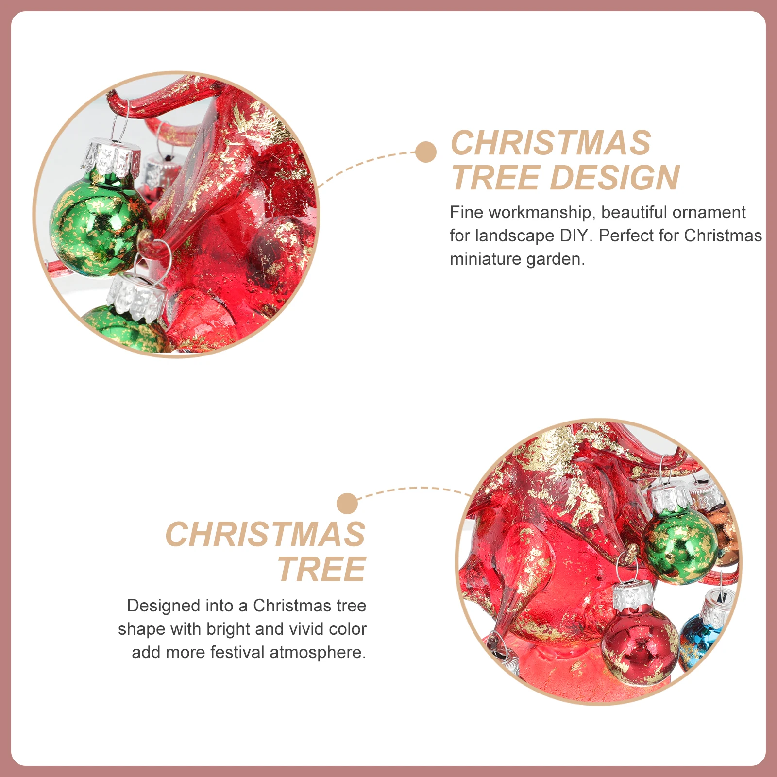 

Miniature Christmas Tree Ornament Glass Craft Tabletop Decor for Living Room Bedroom Kitchen Garden Holiday Display