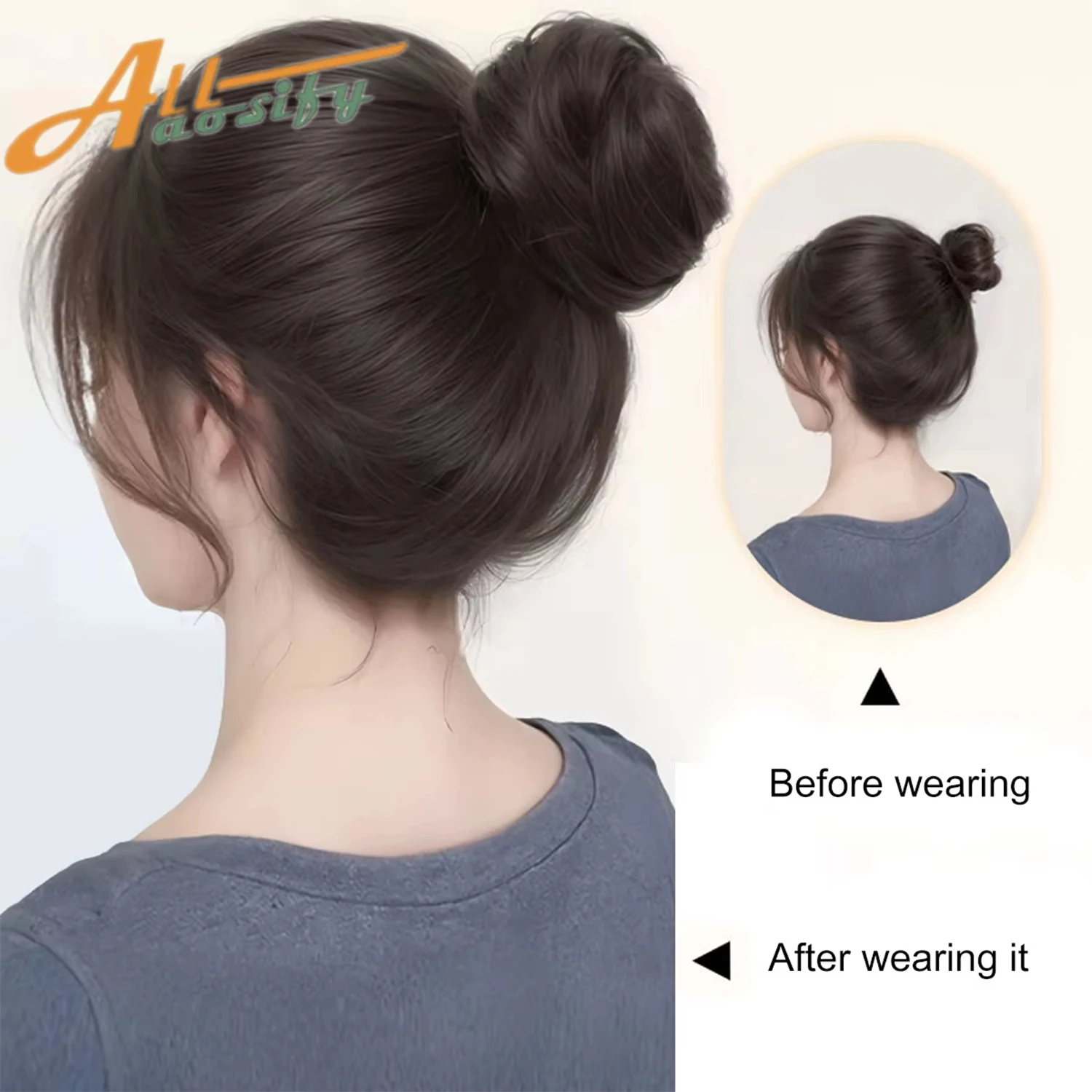 Synthetic Clip in Messy Hair Bun Extensions Mini Donut Updo Hairpieces for Women Girls Bird's Nest Shaped Retractable Chignons