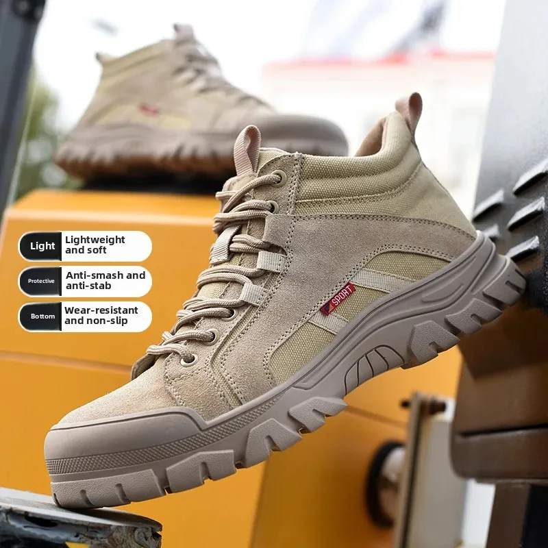 جلد البقر المدبوغ الرجال أحذية حماية العمل جلد البقر المدبوغ أحذية سلامة العمل غطاء صلب لأصبع القدم غير قابل للتدمير المضادة للانزلاق الذكور الأحذية