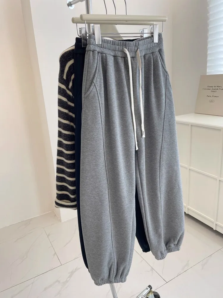 Extra Large Size Fce Lined High Waist Harlan Pants Women's Winter Thiened Sports Sweatpants Casual Comfortable Trousers