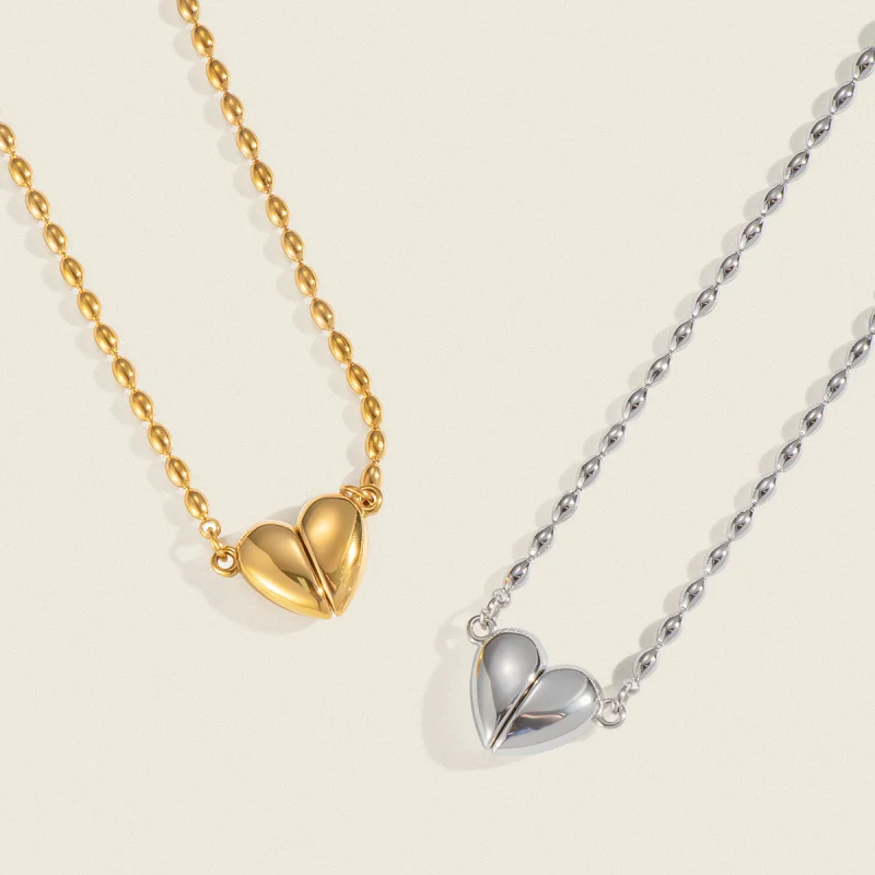 

Новый магнит с подвеской в виде сердца и любви, ожерелье из 18-каратного золота, элегантное очаровательное невыцветающее ожерелье из нержавеющей стали, оптовая продажа для женщин