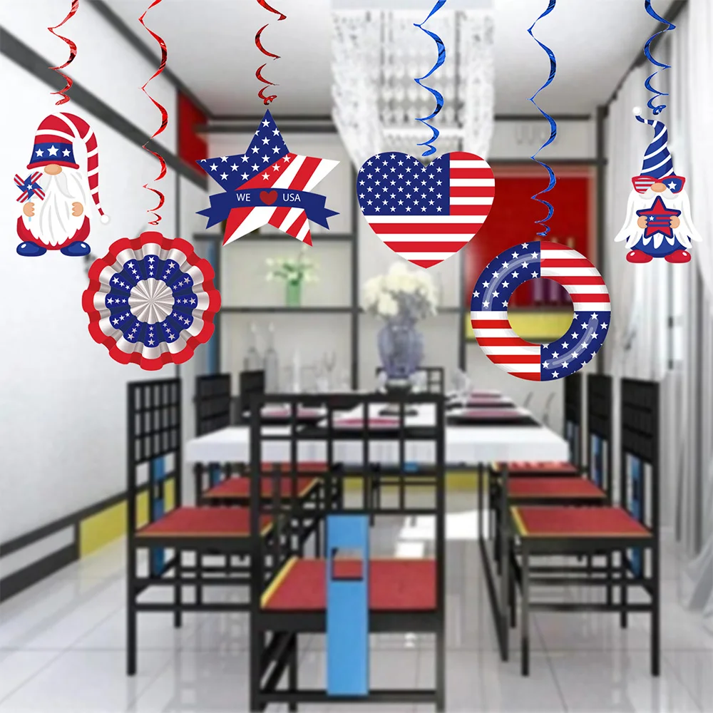 Patriotic Hanging Swirls Pendant Reliable Odorless Durable Pendant for Ceiling window Mantel Overhangs