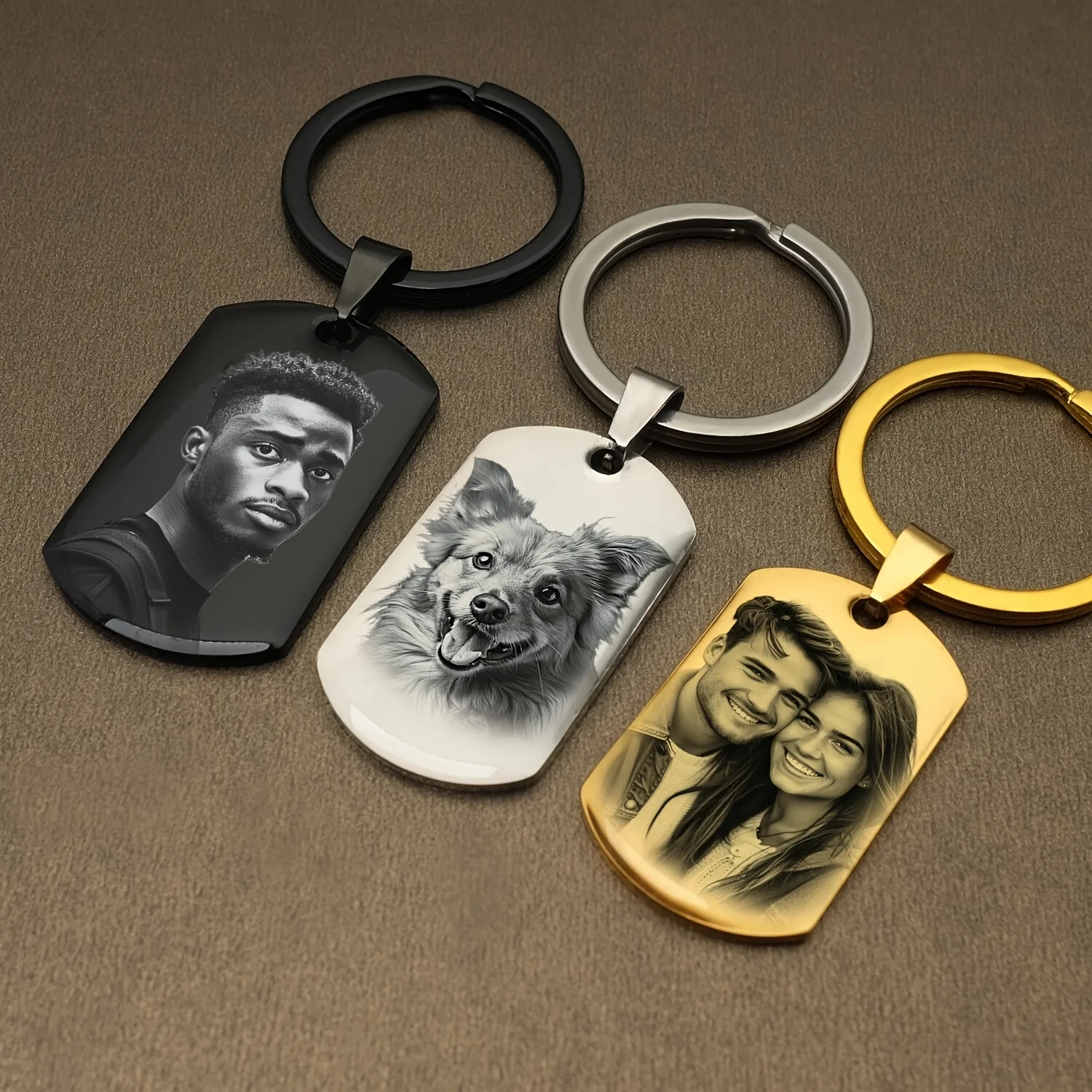 Porte-clés photo personnalisé, plaque d'identification pour chien en acier inoxydable gravée sur mesure, cadeau commémoratif parfait pour les amoureux des chiens et des chats, cadeau idéal pour les