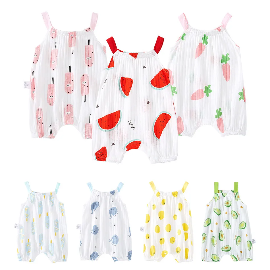 

Baby Girls Summer Straps Romper Baby Clothing Princess-Style Design Soft and Breathable Summer Casual and Comfortable Rompers