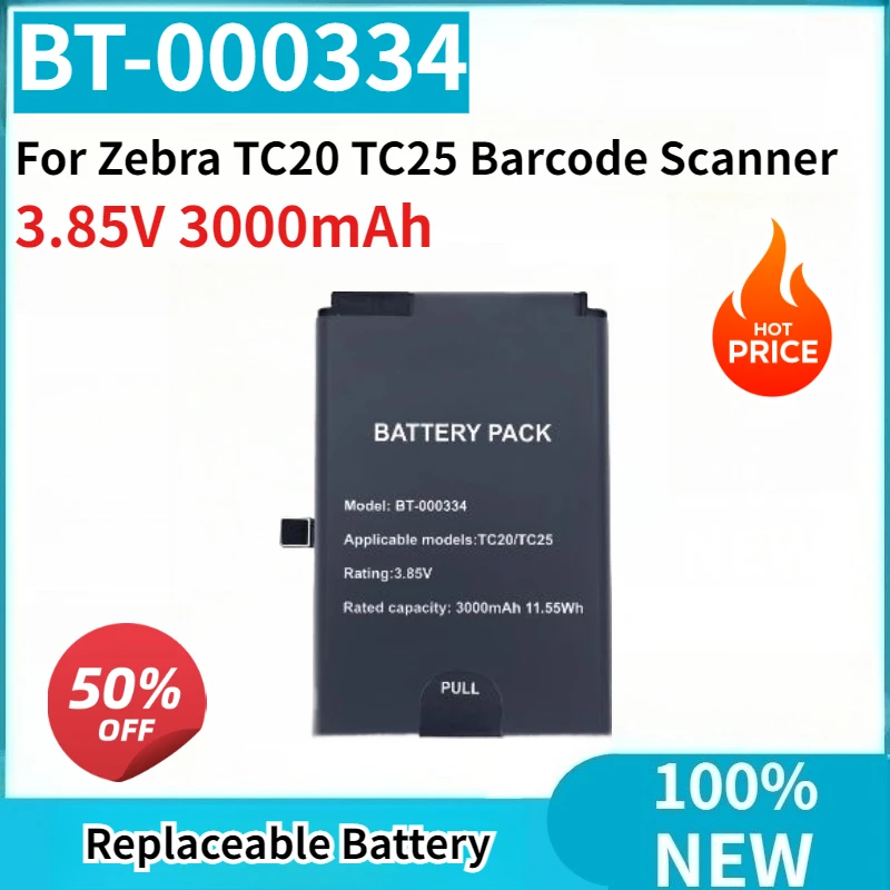 

High Quality Brand New 3.85V 3000mAh Barcode Scanner Battery BT-000334 BT-000334-01 For Zebra TC20 TC25 03MAY18