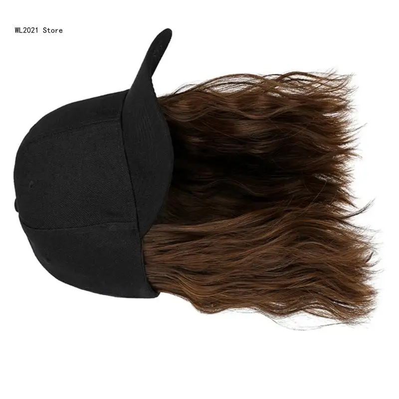 Women Baseball Hat with Attached Short Curly Hair Wig Detachable Natural and Soft Bob Hair Wig Baseball Cap for Female