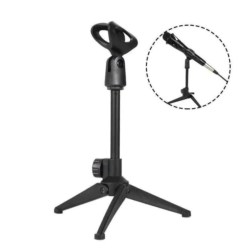 Support de microphone réglable en hauteur, support de table à clipser, mini trépied de bureau pour diffusion en direct, enregistrement, karaoké