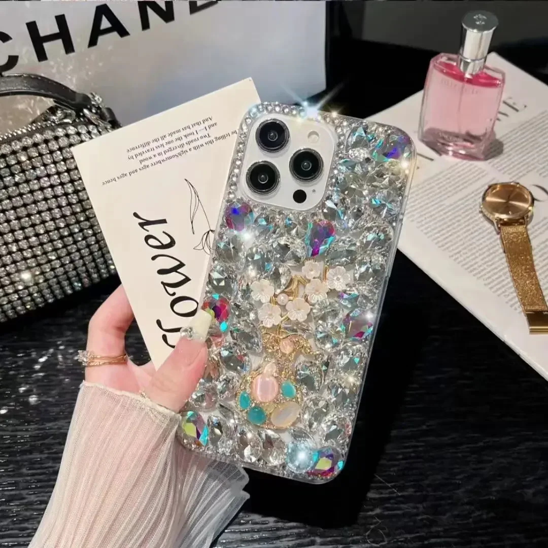 3D Vase Flower Diamond Case For Samsung GalaxyA30 A50 A70S A22 A32 5G A52 A71 4G A51 A72 A73 A53 A33 Crystal Telefon Funda Coque