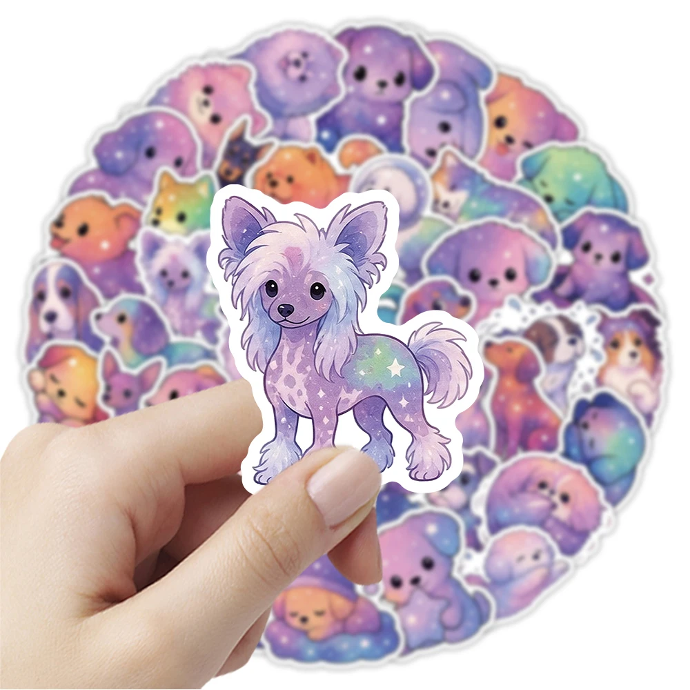 10/30/55 pegatinas Kawaii de cielo estrellado con perros, calcomanías de dibujos animados para DIY, cuadernos, portátiles, papelería, pegatinas de animales lindos