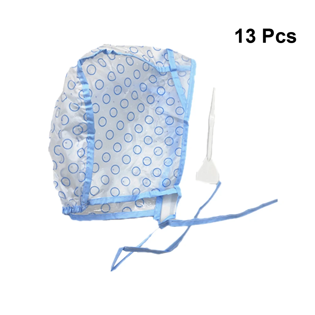 

13pcs Hair Cap Coloring Highlighting Salon PE Material Disposable Waterproof Plastic Film Fits Salon Hair Cap All