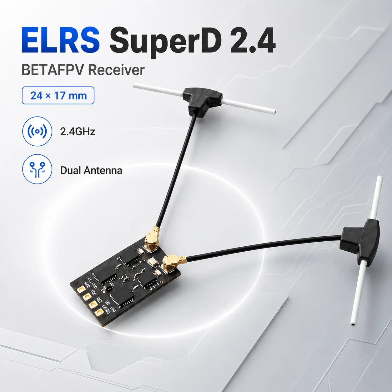 BETAFPV SuperD ExpressLRS 2.4GHz Receiver True Diversity Dual Antenna CRSF 5V For Long Range FPV Drone Racing Quadcopter Upgrade