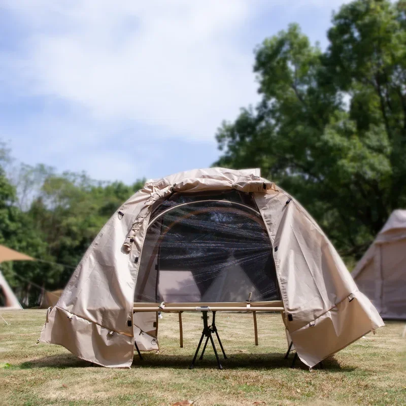 Outdoor camping off the ground bill camping tent folding aluminum pole double weatherproof tent marching single tent