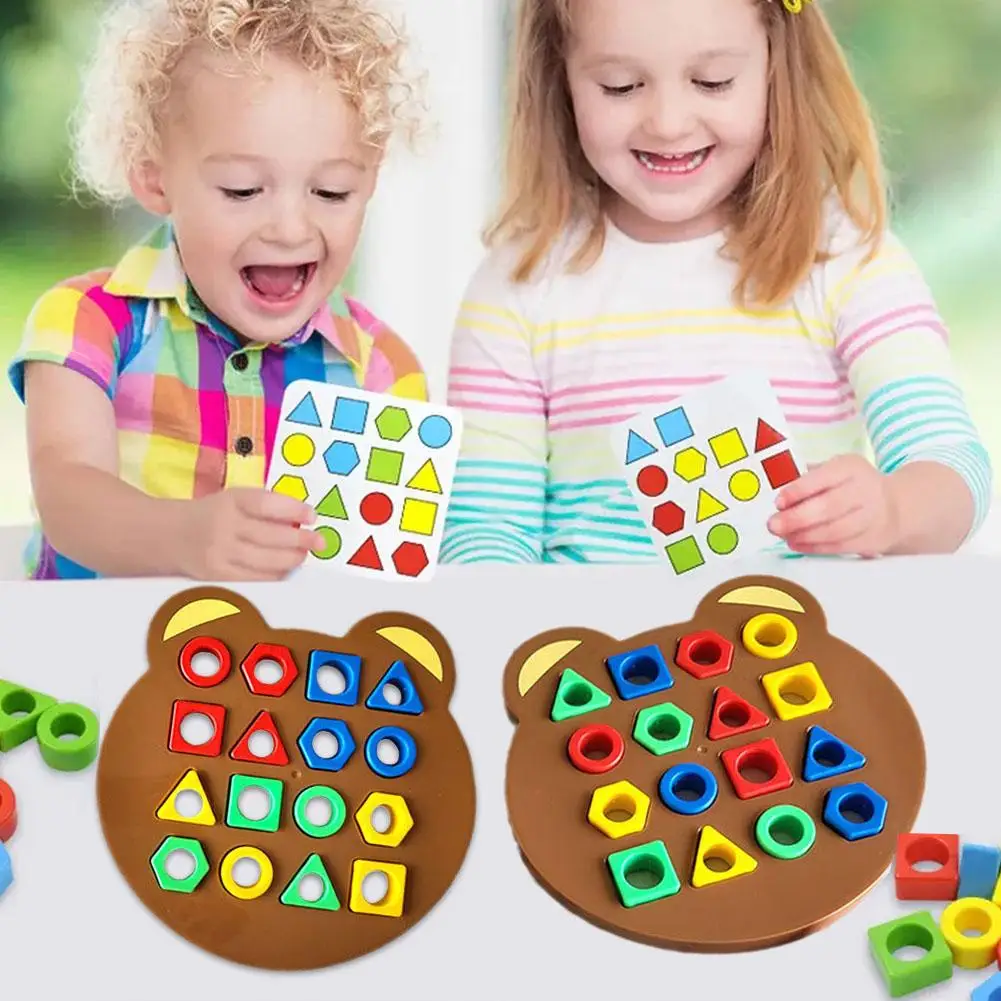 Children Geometric Shape Color Matching DIY 3D Puzzle Baby Learning Educational Interactive Battle Game Toys For Kids