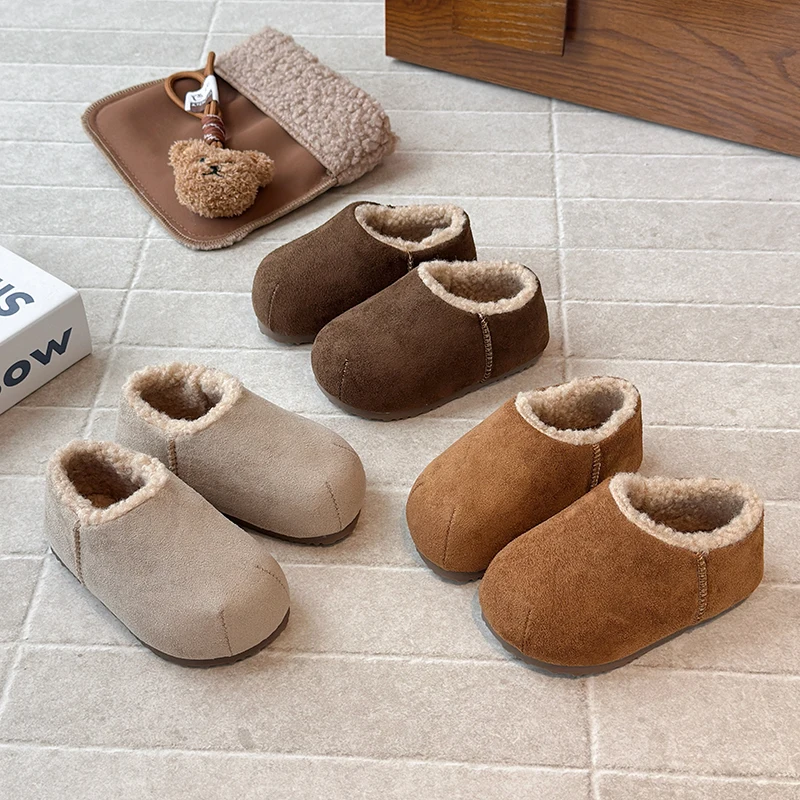 

Детская хлопковая обувь, осень-зима 2024, зимние сапоги для девочек и мальчиков, теплая плюшевая студенческая обувь, нескользящая детская обувь на мягкой подошве для малышей