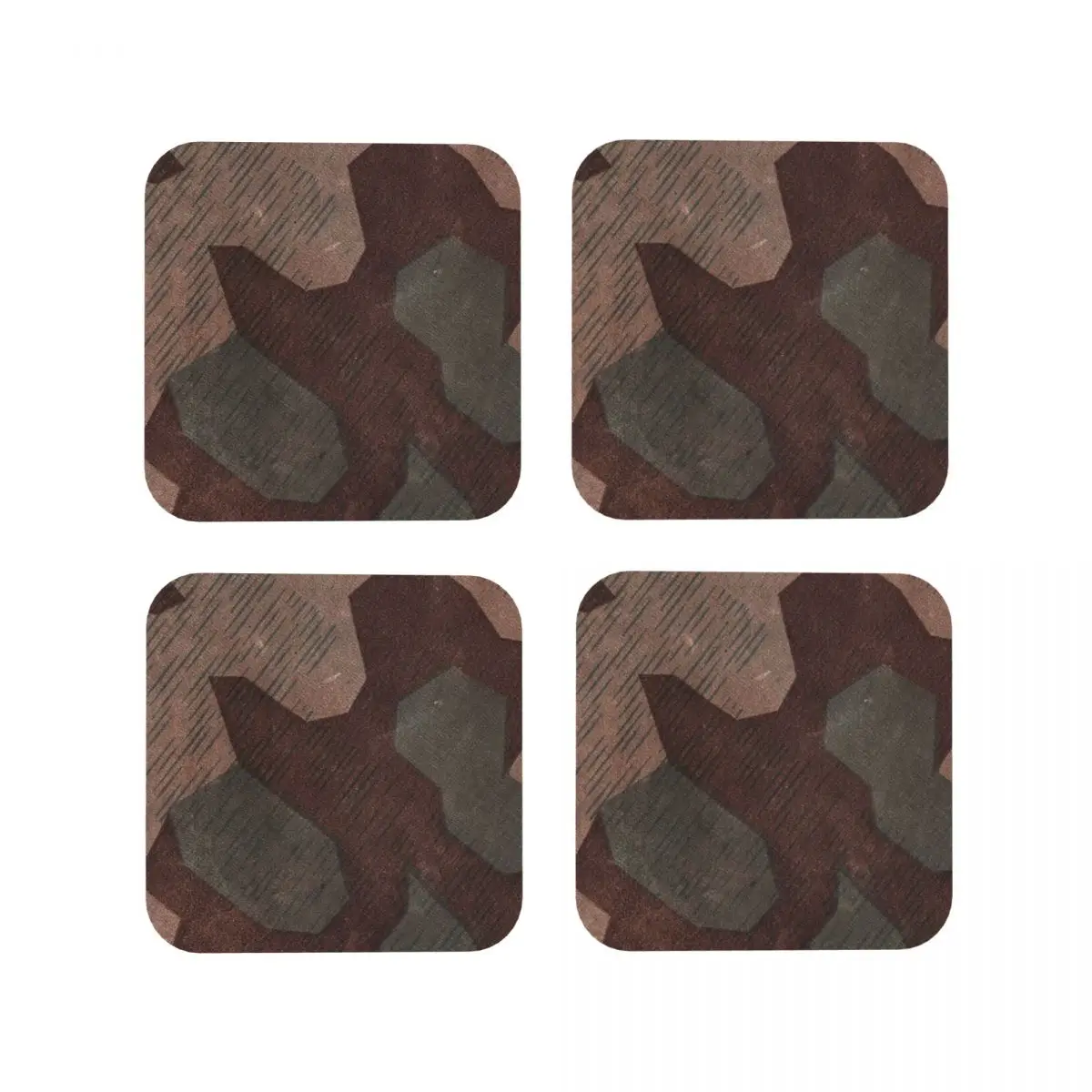 Splintertarn German Camouflage Coasters Kitchen Placemats Insulation Cup Coffee Mats For Decor Home Tableware Pads Set of 4