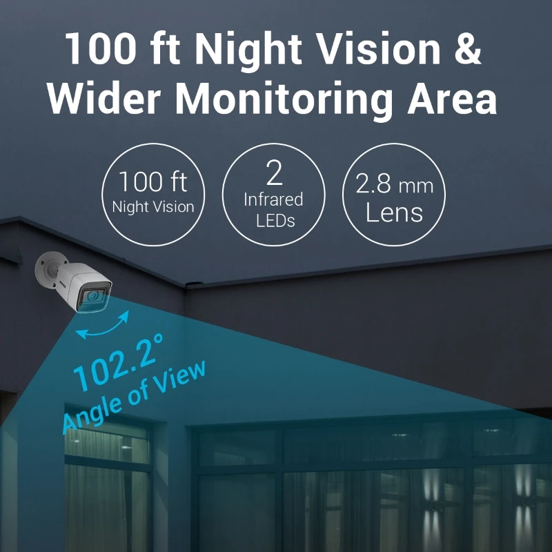 ANNKE 4K Cámara de seguridad tipo bala con cable Visión nocturna Cámara CCTV de vigilancia interior y exterior impermeable