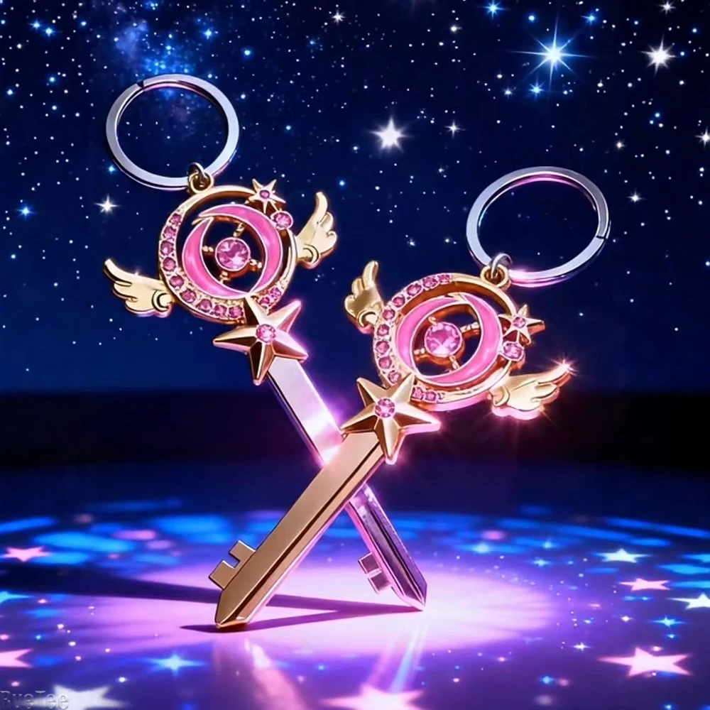 Cute Magic Wand Head Key Accessory Diy Pink Magic Key for Girls Key Decoration Novelty Gift