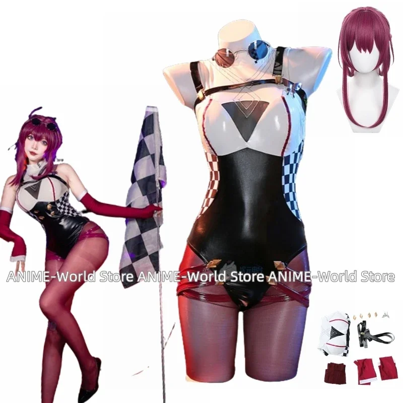 

Game Honkai: Star Rail Kafka Cosplay Costume Kafka Sexy lingeries Racing Jumpsuit Halloween Costumes Wig