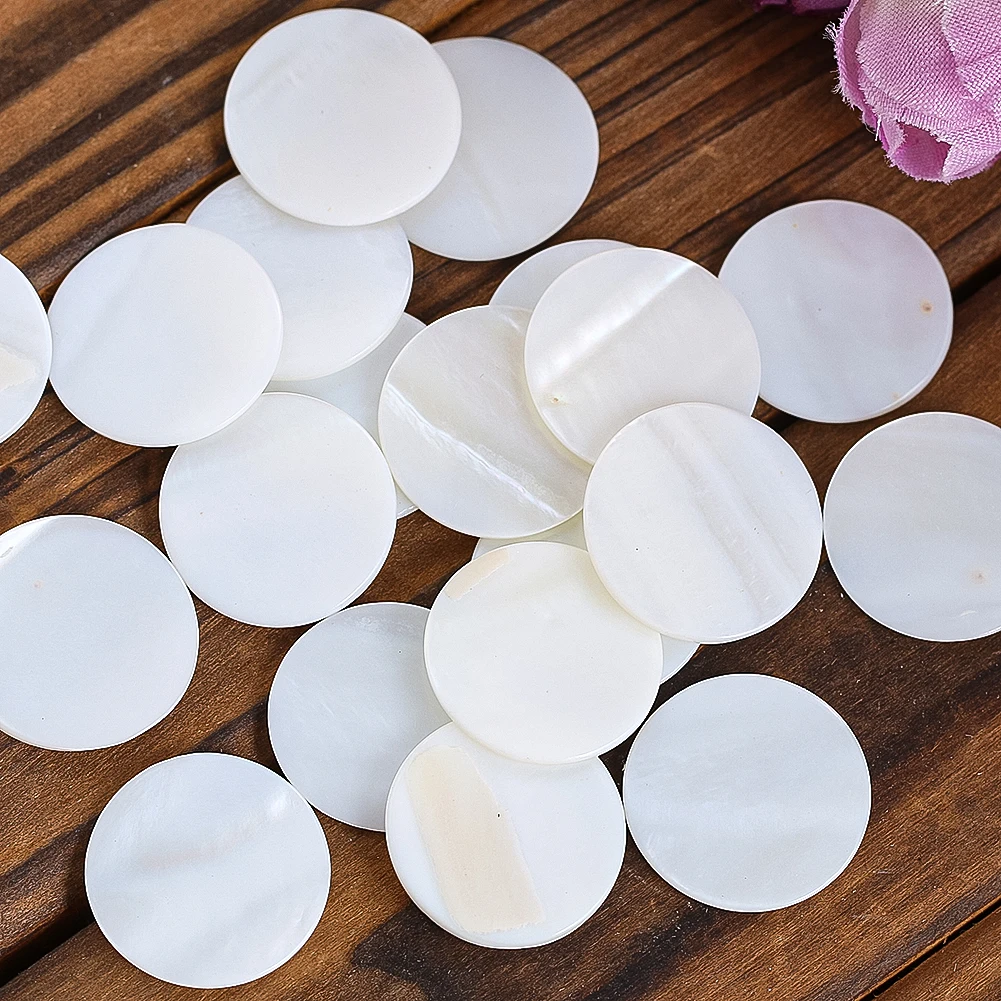 20pcs 17mm Natural Shell Round Disc White Mother of Pearl Shell Slices Coin Bead Beads Flat DIY Jewelry Making Findings No Hole