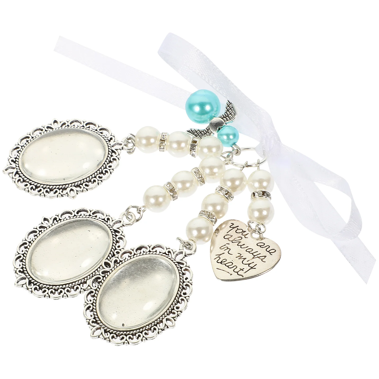 1 مجموعة 1 مجموعة اللؤلؤ القلب قلادة الزفاف التذكاري الصورة سحر Diy إطار صور ل باقة قلادة الحرفية صنع المجوهرات العرض