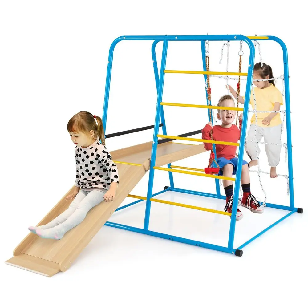 

Indoor Playground Jungle Gym, Metal Montessori Climbing Toys for Kids amp Toddlers w Slide, Swing, Monkey Bars, Climbing Ladder