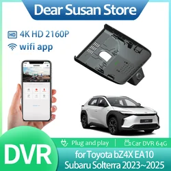 DVR de vídeo 4K para coche, cámara de salpicadero frontal, visión nocturna, accesorios HD, para Toyota bZ4X EA10 Subaru Solterra 2023 ~ 2025